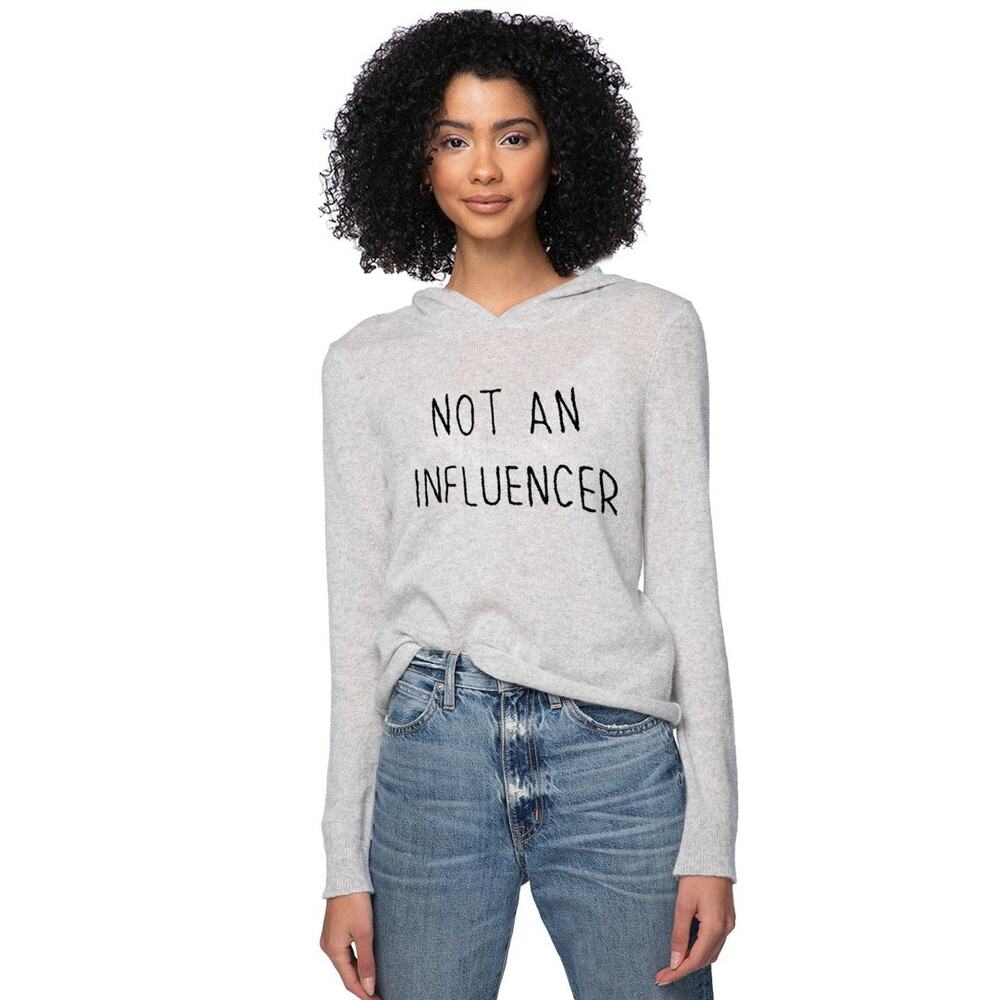 Golden Sun Not An Influencer Gray‎ Cashmere Hoodie Sweater Pullover Size M/L